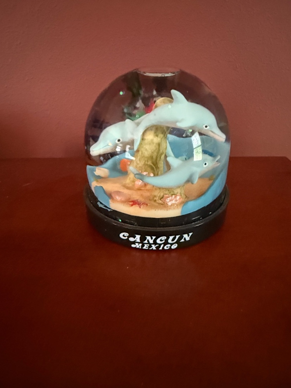 Cancun Mexico Dolphin Snow Globe - Blue Dolphins